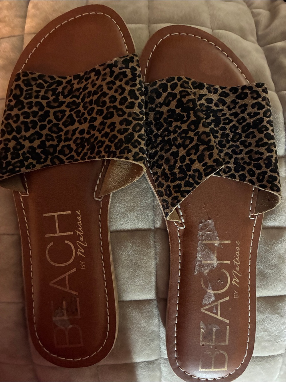 Matisse Leopard-Print Slide Sandals in Brown and Black